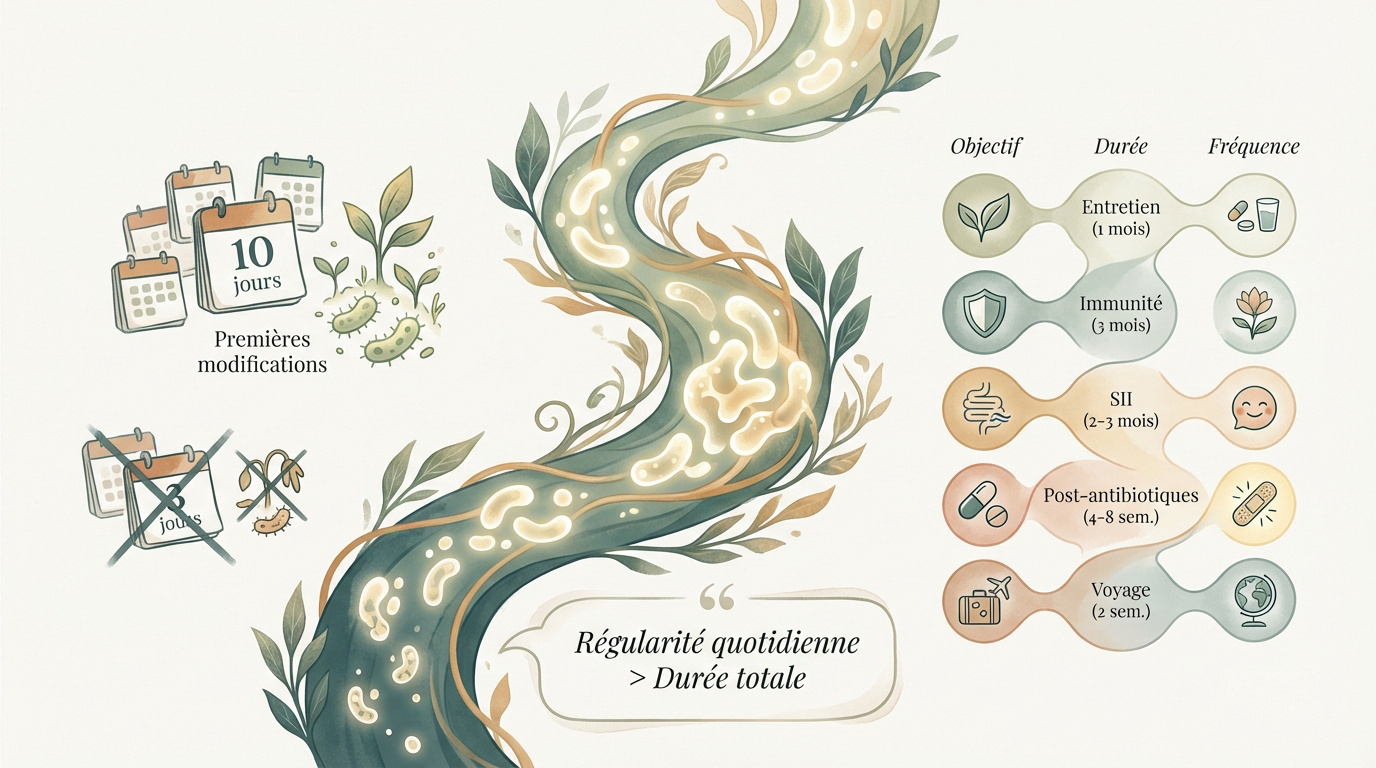 Durée cure probiotiques — guide des objectifs selon les profils
