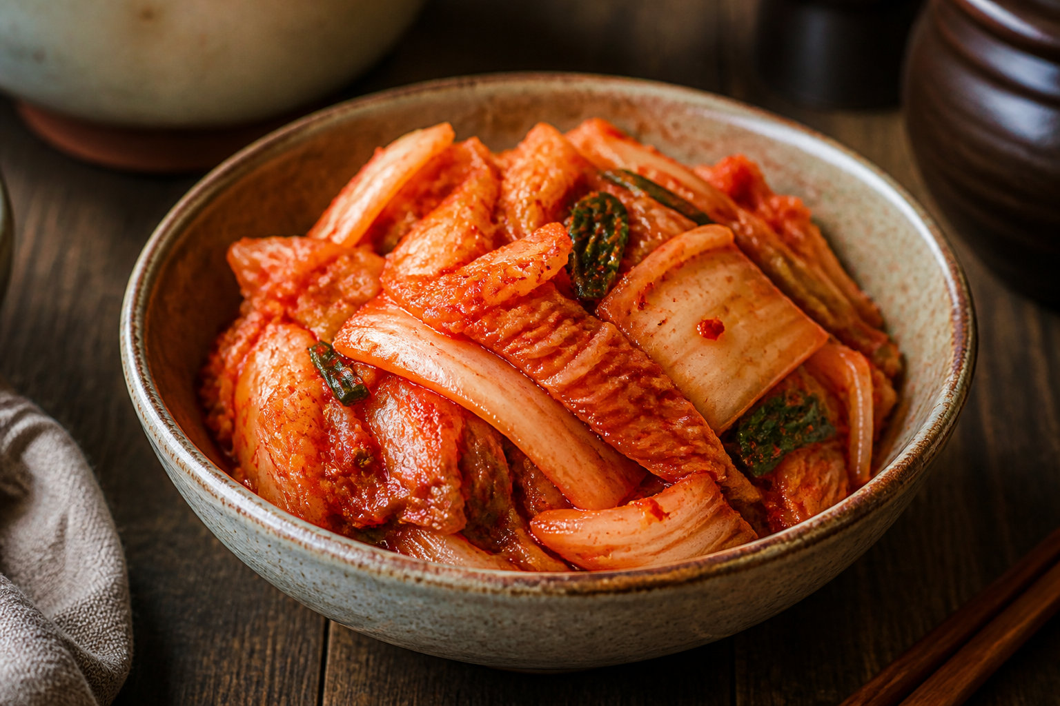 Kimchi dans un bol, exemple de légume lactofermenté
